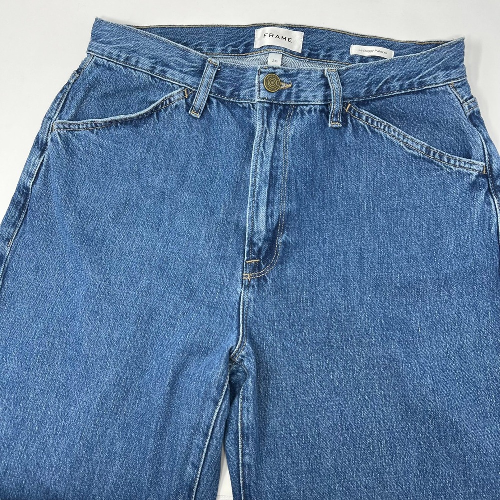 Frame Le Baggy Palazzo Wide Leg Jeans Ocean Drive Blue Women's Size 30 - Picture 1 of 11
